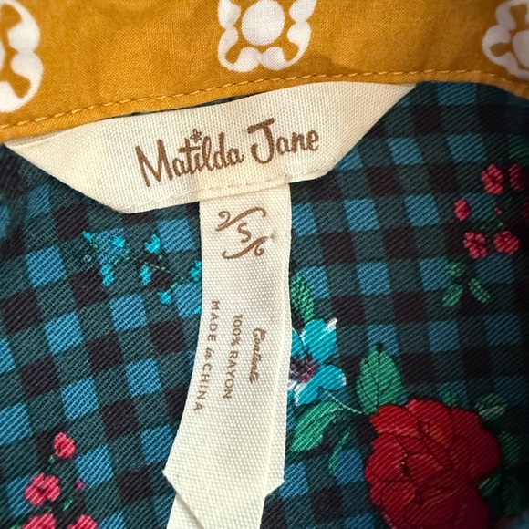Matilda Jane Follow Your Dreams Fa La La Shirt Dress Sz S plaid floral - Picture 13 of 16